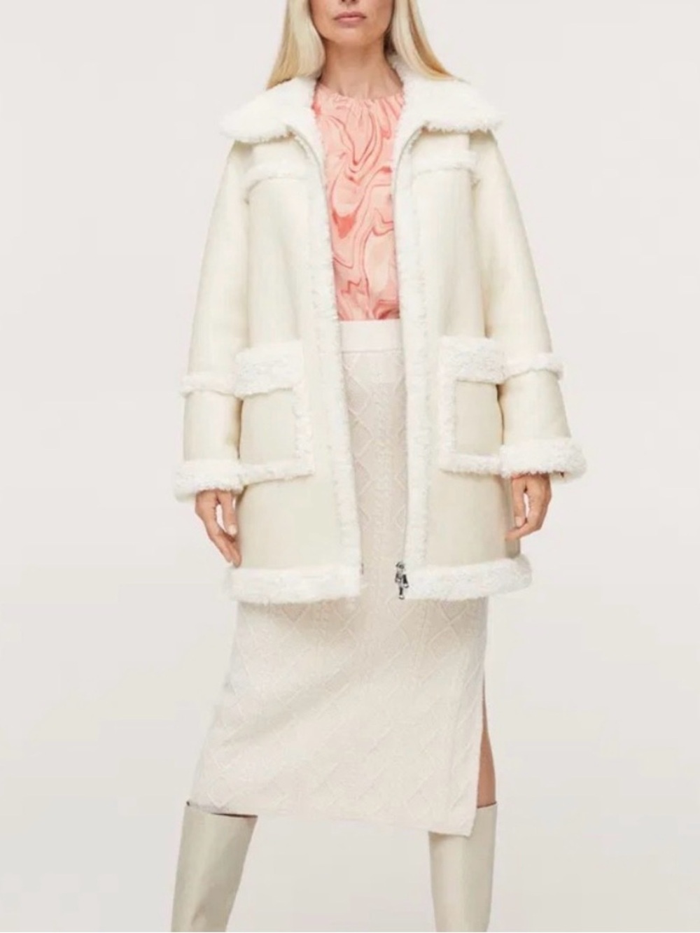 Elan Cream Faux-Shearling Coat - Women's Winter Jacket